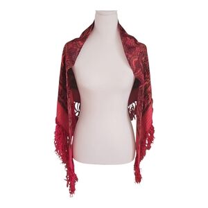 Elegant Red Fringed Shawl